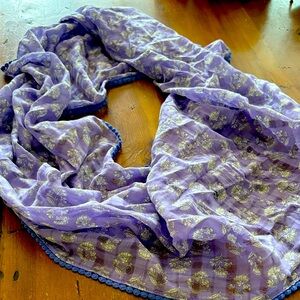 J. Jill Lavender Floral Scarf with Blue Trim